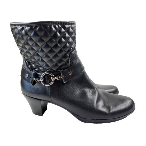 Munro Laconia Black Leather Ankle Booties Women's Size 9.5 - Picture 1 of 14